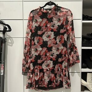 Misa flower printed silk short dress